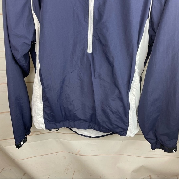 Footjoy | Navy Blue White 1/4 Zip Windbreaker Golf Jacket - Picture 4 of 10